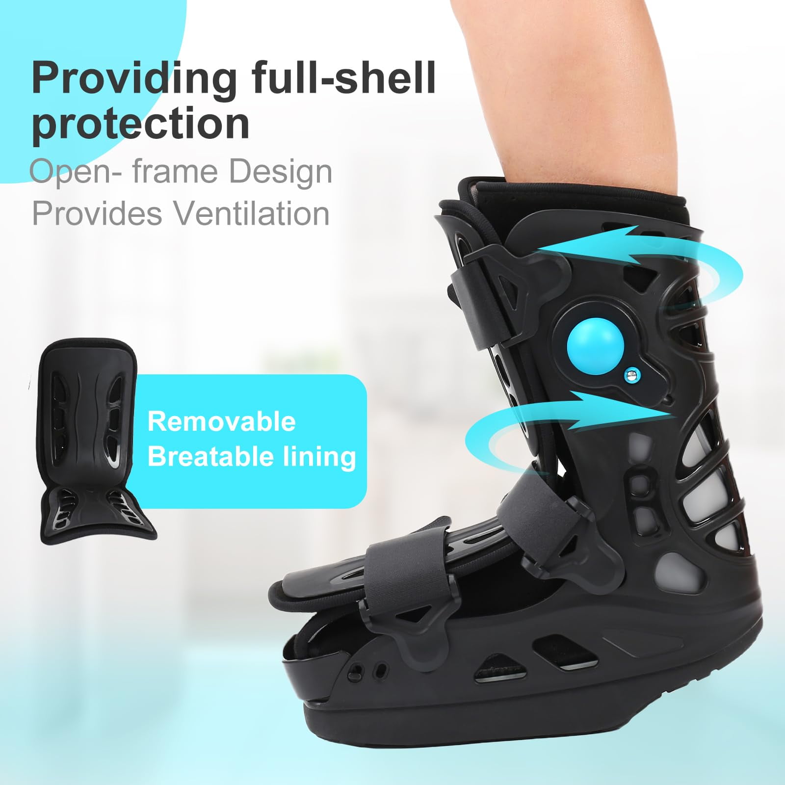 Offloading Walking Boot Inflatable Walker Fracture Boot for Heel or Ankle Pain Medical Short Air Cam Walker Brace for Sprained, Fracture, Plantar Fasciitis, Achilles Tendon Injury, Ulcerations