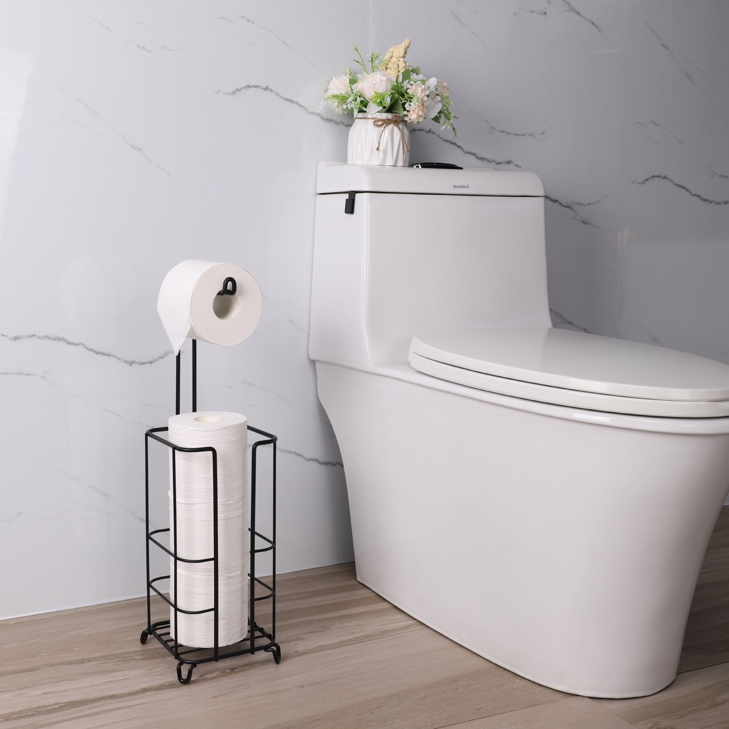 ZCCZ Bathroom Free Standing Toilet Paper Holder Stand and Dispenser