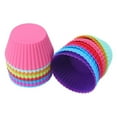 thumbnail image 1 of 24 piezas de moldes de silicona para hornear redondos, reutilizables, de grado alimenticio, para magdalenas, tartas de queso, gelatinas, brownies, mezcla de colores, 1 of 8