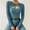 Blue, variant on Oplxuo Women's Long Sleeve Sexy Cut Out T-Shirt Ribbed Knit Twist Front Slim Fit Tee Tops Pullover Sweaters