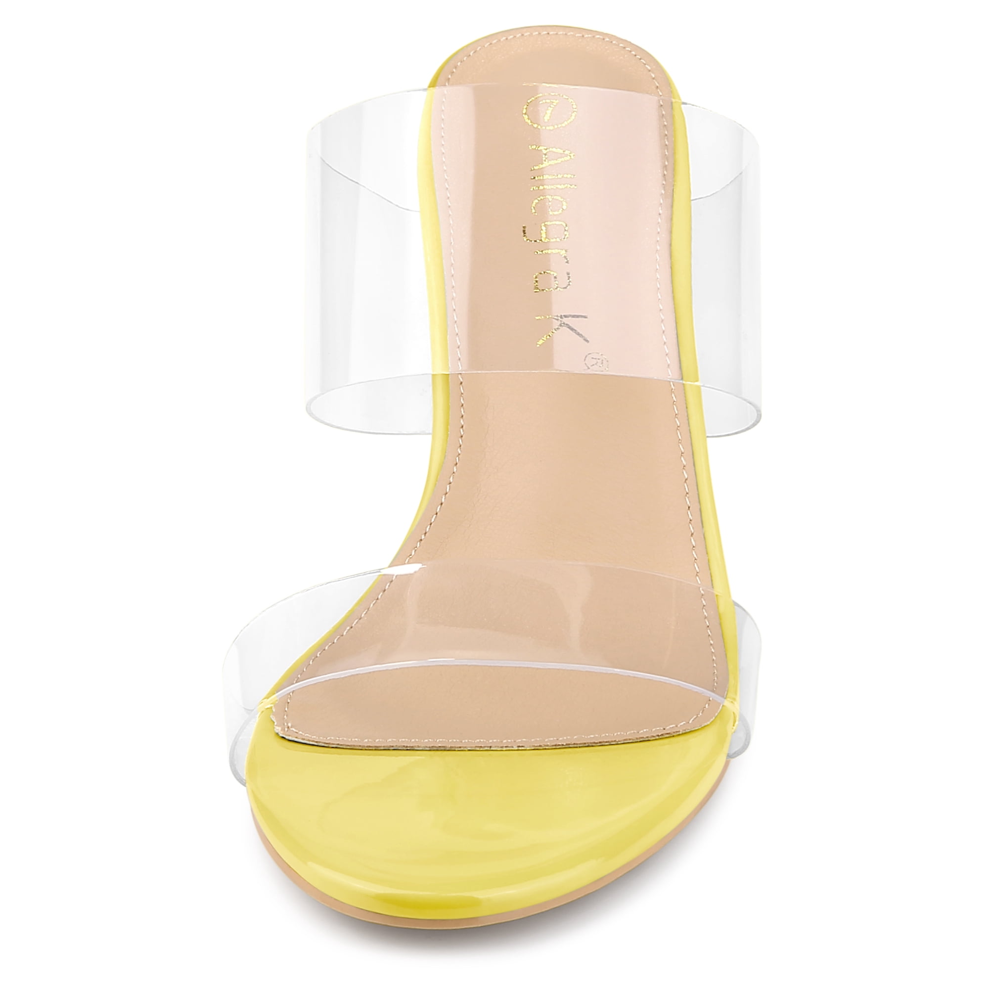 DARING DIVA Women's Clear Slide Stiletto Heels Clear Sandals Yellow 9