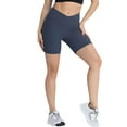 thumbnail image 4 of WLJ Women Cross-Over Butt Lift Ribbed Tummy Control High Waist Yoga Shorts, 4 of 6