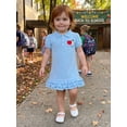 thumbnail image 6 of BemeyourBBs Toddler Baby Girls Back to School Dress Kindergarten Outfits Baby Girl First Day of School Outfit Cute Apple Embroidery Puff Short Sleeve Collared Button Summer Ruffled Dress, 6 of 9