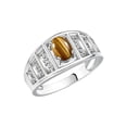thumbnail image 5 of RYLOS Rings for Women Sterling Silver Ring Classic Style 7X5MM Oval Gemstone &  Diamond Ring November Tiger Eye Jewelry Size 10, 5 of 6