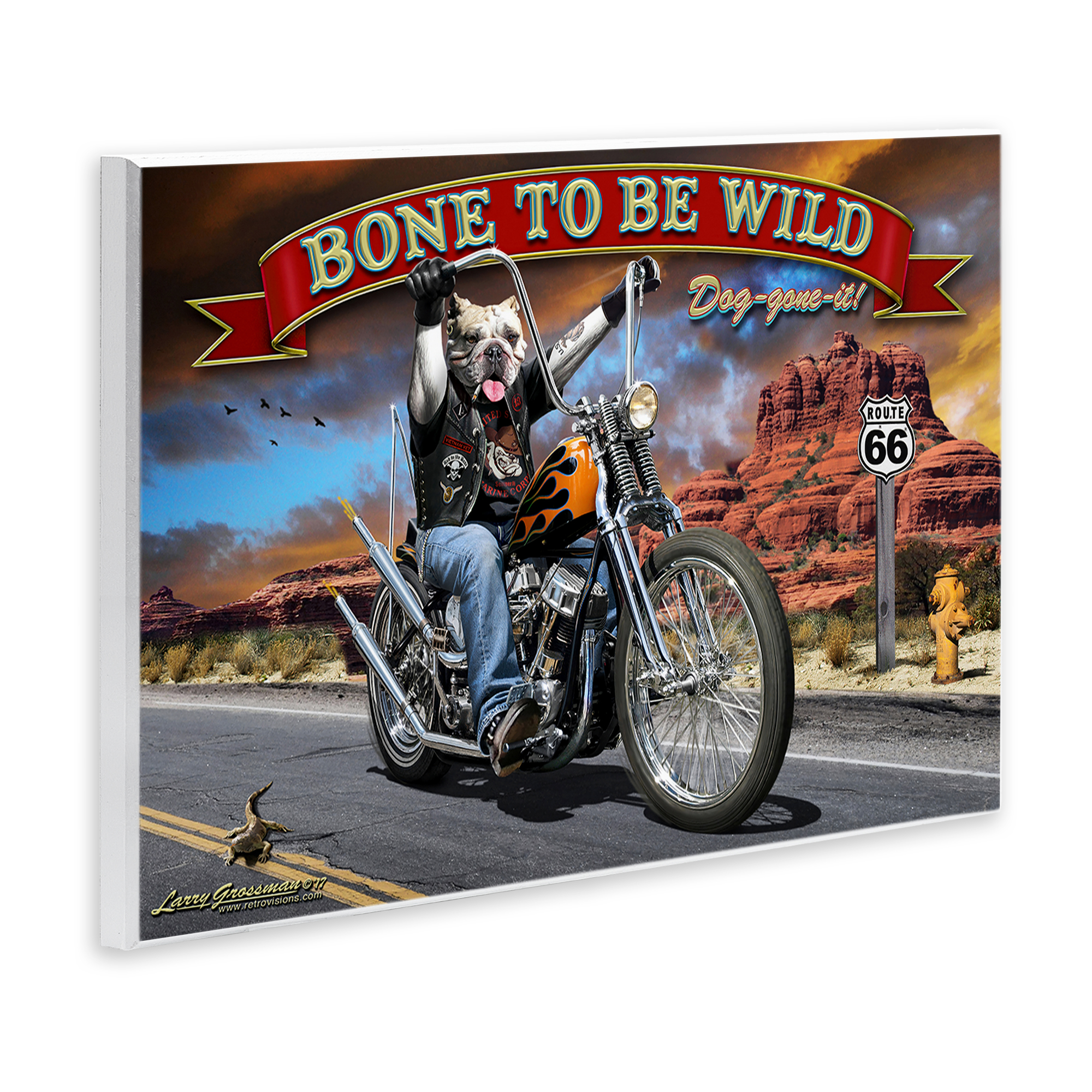 Stupell Industries Bone Wild Motorcycle Dog Transportation Painting Unframed Art Print Wall Art, 15 x 10