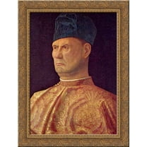 Portrait of a condottiere 20x24 Gold Ornate Wood Framed Canvas Art by Bellini, Giovanni