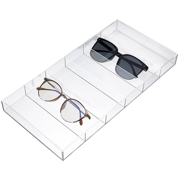 6-Slot Clear Sunglass Organizer Acrylic Glasses Holder Eyeglass Display Case Sunglasses Rack Stackable Eyewear Display Tray Eyeglasses Storage Case