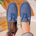 thumbnail image 2 of Women’s Leather Oxford Shoes Trendy Casual Loafers with Arch Support – Lightweight Non-Slip Casual Work Shoes Blue 7(39), 2 of 9