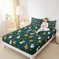 thumbnail image 4 of Homewish Kawaii Gingerbread Man Bed Sheets,Cute Christmas Snowman King Sheets,Green Brown White Sheet Set For Girls Kids,Breathable Home Decor,4-Piece, 4 of 7