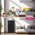 thumbnail image 5 of Tall Dresser with 7 Drawers for Bedroom, 5+2 Vertical Storage Organizer Tower, Chest of Drawers with Fabric Bins, Steel Frame, Handle, Wood Top for Home Living Room, Closet, Entryway - Black, 5 of 9