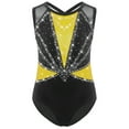thumbnail image 2 of iixpin Kids Girls Sleeveless Gymnastics Leotard Sparkly Dance Bodysuit Cross Back Shiny Ballet Dancewear Yellow 12, 2 of 3