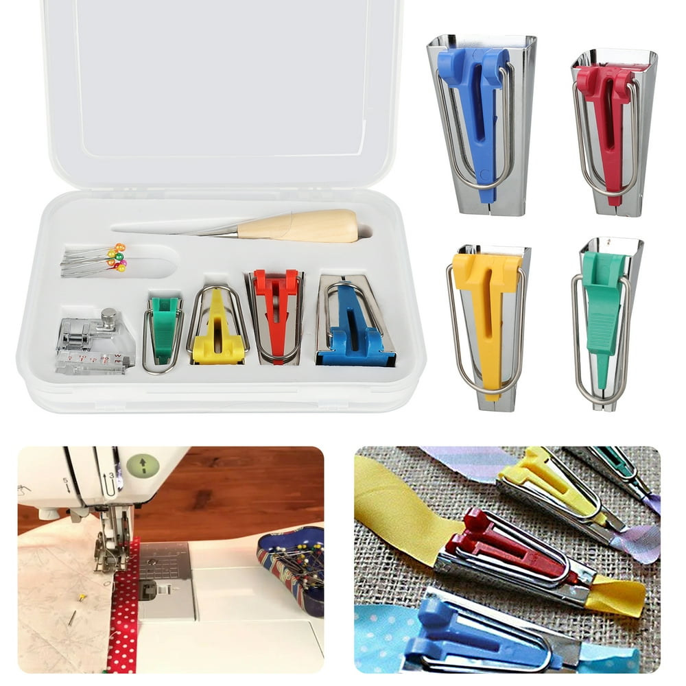 16PCS Bias Tape Maker Set, Fabric Bias Tape Maker Folder Kit DIY Sewing