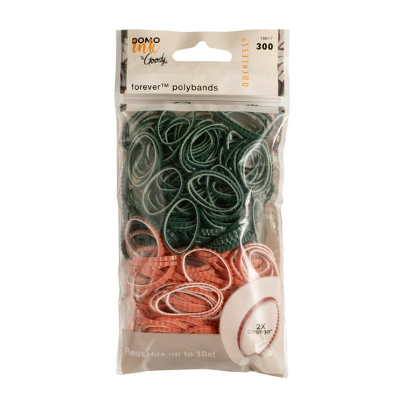 Goody Tru X DomoINK Forever Polybands, Easy Glide, Ultra-Strong Hold, 300 Ct, Black & Orange