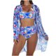 thumbnail image 1 of Trajes de Baño de Bikini de Mujer con Correas Impresas V Sexy Split Set de Tres Piezas, Diseño de Corte Alto para la Piscina de Playa Y las Vacaciones de Verano, 1 of 9
