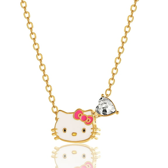 Sanrio Hello Kitty Brass Heart Birthstone Charm Necklace - 16   2'' Chain, April