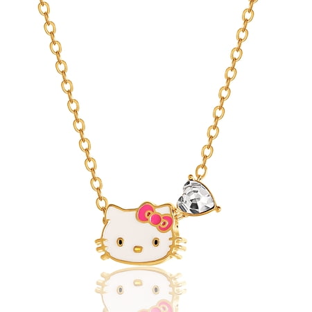 Sanrio Hello Kitty Brass Heart Birthstone Charm Necklace - 16 + 2'' Chain, April