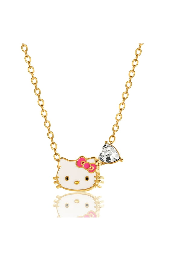Sanrio Hello Kitty Brass Heart Birthstone Charm Necklace - 16 + 2'' Chain, April