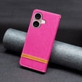 thumbnail image 5 of Feishell Case for iPhone 16 Plus Cloth Texture Premium PU Leather Simple Wallet Case [Credit Card Slots] [Kickstand] [Magnetic Closure] [Wrist Strap] Shockproof Flip Cover,Rose, 5 of 8