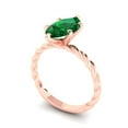thumbnail image 2 of 2 ctw Solitaire Anniversary Ring for Women | Marquise Cut Simulated Emerald | Hyperallergenic Solid 14K Rose Gold, 2 of 5