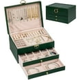 thumbnail image 2 of Jewelry Organizer Box, Women Jewelry Box 3 Layers with 2 Drawers, Large Jewelry Organizers Jewelry Boxes Display Earring Necklace Watch Bracelet and Rings, Green, 2 of 2