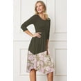 thumbnail image 2 of Olive 3/4 Sleeve Asymmetric Vintage Floral Print Curved Hem Midi Dress, 2 of 2