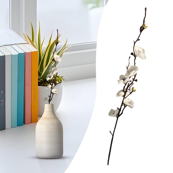 54CM Single Branch White Blossom Artificial Flower Chinese Home Decor Arrangement, F