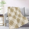 thumbnail image 2 of XMXT Throw Blankets, Brown Simple Stripe Print Bed Blanket for Bedroom Sofa, 50 x 70 inches Brown, 2 of 9
