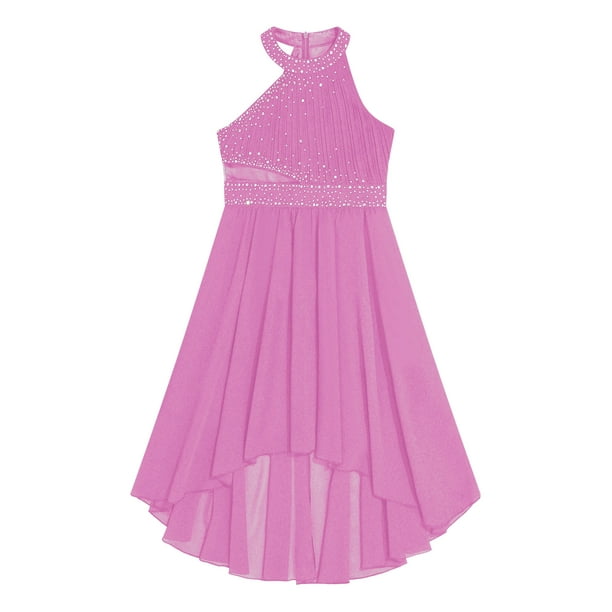 Vxuxlje Kids Girls Shiny Rhinestones Junior Bridesmaid Dresses