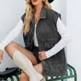 thumbnail image 4 of Chaleco Chaleco vaquero clásico de algodón con botones para mujer, chaleco informal, ropa de calle con ajuste holgado, traje Cgtredaw Gris oscuro T S para Mujer, 4 of 7