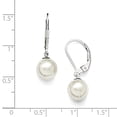 thumbnail image 2 of Sterling Silver 8-9mm Round White Shell Bead Leverback Earrings, 2 of 2