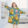 thumbnail image 5 of Wearable Blanket with Sleeves and Pocket Oversized Hooded Sweatshirt 3-14 YR Capybaras Holding Lemons M, 5 of 7