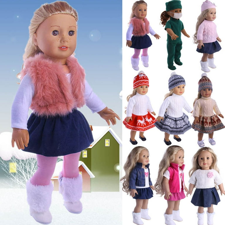 HUIJZG Doll Outfit Dress Clothes Accessories Lot For 18 Inch American Girl Our  Generation My Life Doll 