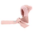 thumbnail image 5 of Daznico Cable Knit Pom Pom Ear Flap Beanie and Ribbed Knit Long Scarf 2 Piece Set Lined Thermal Winter Accessories for Ladies Outdoor Activities in Cold Weather, 5 of 5