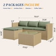 thumbnail image 4 of ELPOSUN 3-Piece Patio Furniture Conversation Set, All-Weather Wicker Outdoor Sectional Sofa Set with Table & Cushions, Green, 4 of 7