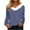 Navy, variant on QUNYINEY Long Sleeve Shirts for Women Trendy Casual Colorblock Fur Trim V-Neck Green Tops Slim Pullover Drop Shoulder T-Shirts