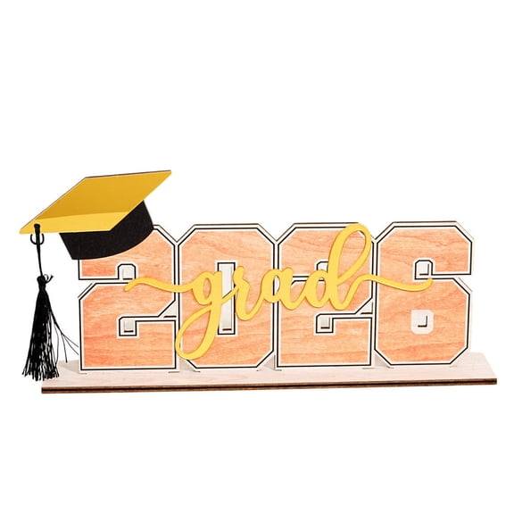 Graduation Decorations Class of 2026 Congrats Grad Wooden Table Centerpieces Grad Tiered Tray Decoration Party Gift A (Brown)