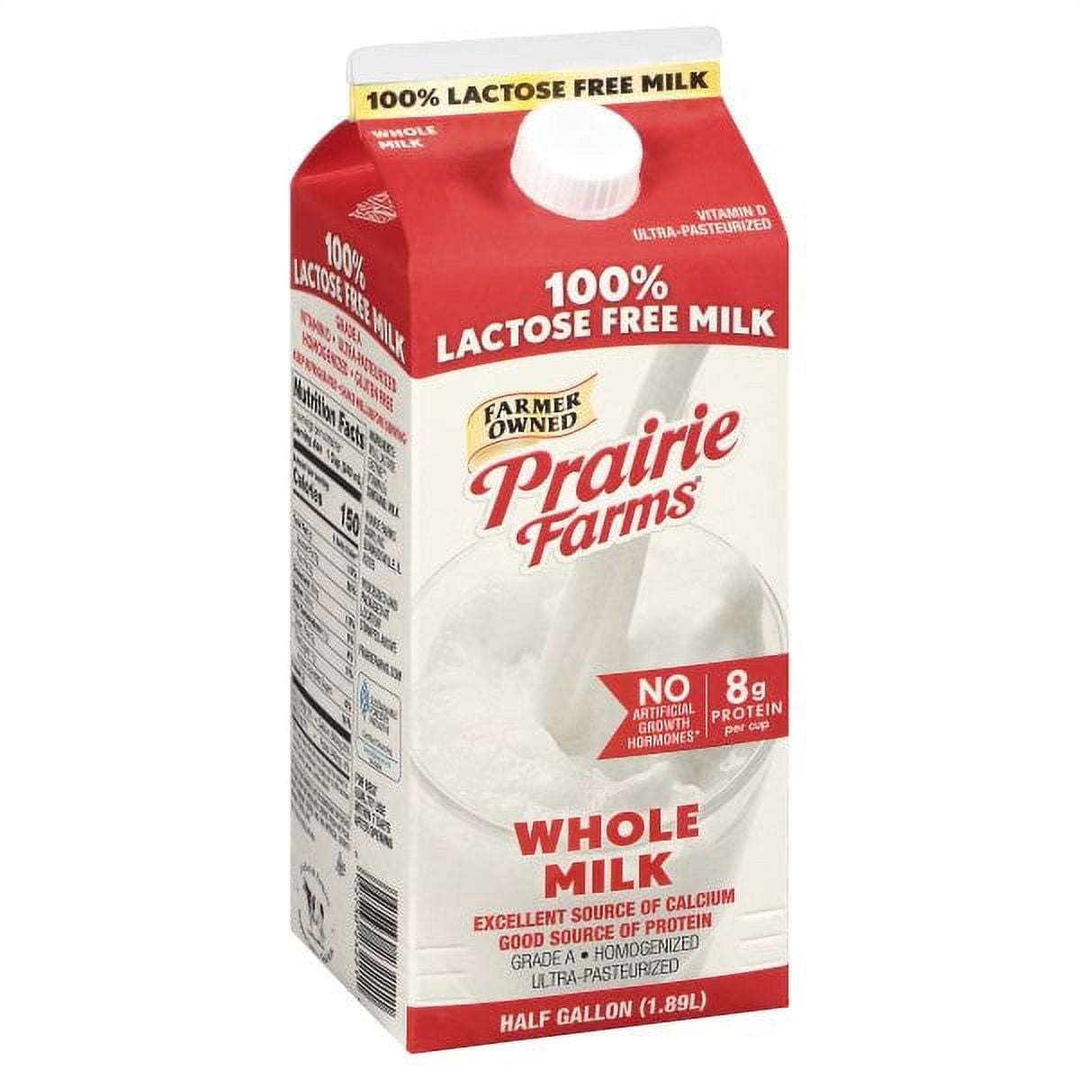 Prairie Farms 100% Lactose Free Vitamin D Milk, 0.5 gal
