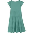 thumbnail image 3 of Kiijoy Big Girls Flutter Sleeve Tiered Midi Dress Solid Color Casual Party A Line Dress, 3 of 6