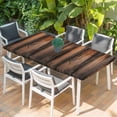 thumbnail image 2 of Retro Farmhouse Table Cloths for 5 Foot Rectangle Tables, Brown Wooden Grain Cabin Country Plank Patio Waterproof Elastic Fitted Tablecloths, Washable Rectangular Table Cover for Camping, 2 of 8