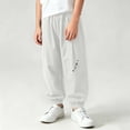 thumbnail image 4 of Nilvkv Boys Joggers, Boys Pants, Letter Print Loose Fit Cuffed Sweatpants with Elastic Waist, suited for Summer Outdoor Wear Gray 9-10 Years, 4 of 6