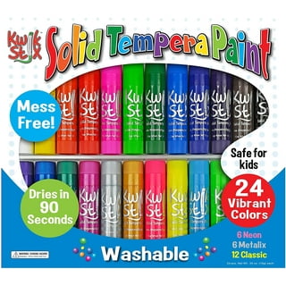 Playkidiz Paint Sticks, 12 Pack, Classic Colors, Twistable Crayon Paint Sticks, Mess-Free Tempera & Poster Paint, Quick Drying, Great Birthday Gift