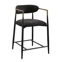 Acme Furniture Jaramillo Counter Height Chair (Set-2) in Black Chenille & Black Finish