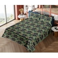 thumbnail image 4 of Ambesonne Jungle Fitted & Flat Sheet with Shams 4 Pcs Set, Wild Scene of Leopards Print, Calking, Forest Green and Marigold, 4 of 5