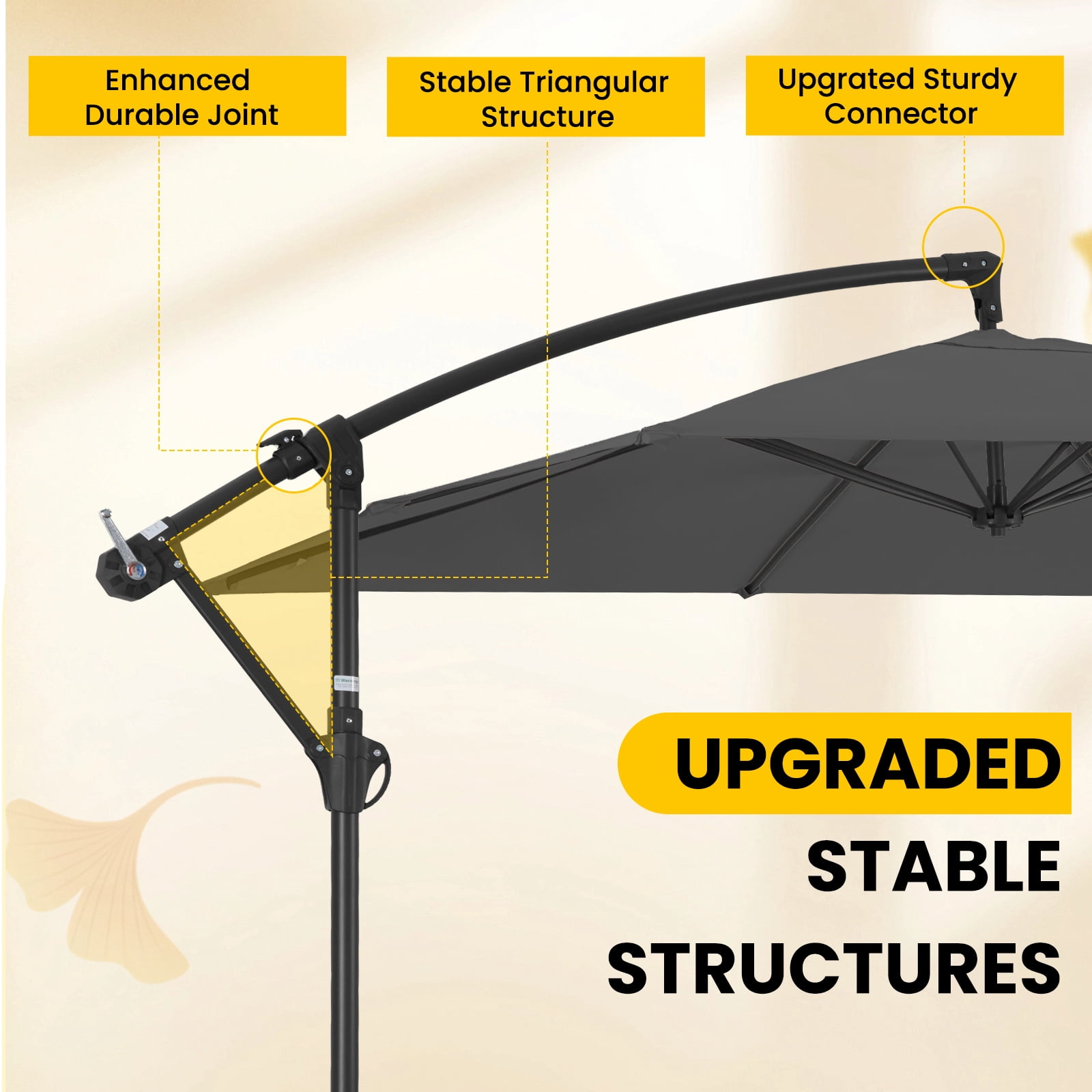 FUNDAZE 8x8ft Hanging Cantilever Patio Umbrella with Base, Square Outdoor Sun Shade with Crank & Tilt for Garden, Backyard, Deck,Gray