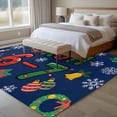 thumbnail image 4 of Rectangle Area Rugs 8 x 10 Ft, Blue Christmas Non-Slip Residential Carpet, Winter Xmas Sbowflakes Snowmans Cartoon Indoor Crawling Mats Runner Rugs for Living Room/Dining Room/Bedroom, 4 of 8