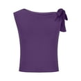 thumbnail image 6 of Fanxing Purple Womens Summer Going Out Tank Tops M Asymmetrical Shoulder Sleeveless T Shirts Corset Y2k Shirts （Women's Petite S-XL), 6 of 8