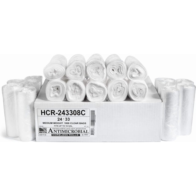 Bolsas de basura Aluf Plastics, 60 L, 1000 unidades, 8 micras, 24 x 33 cm, transparentes