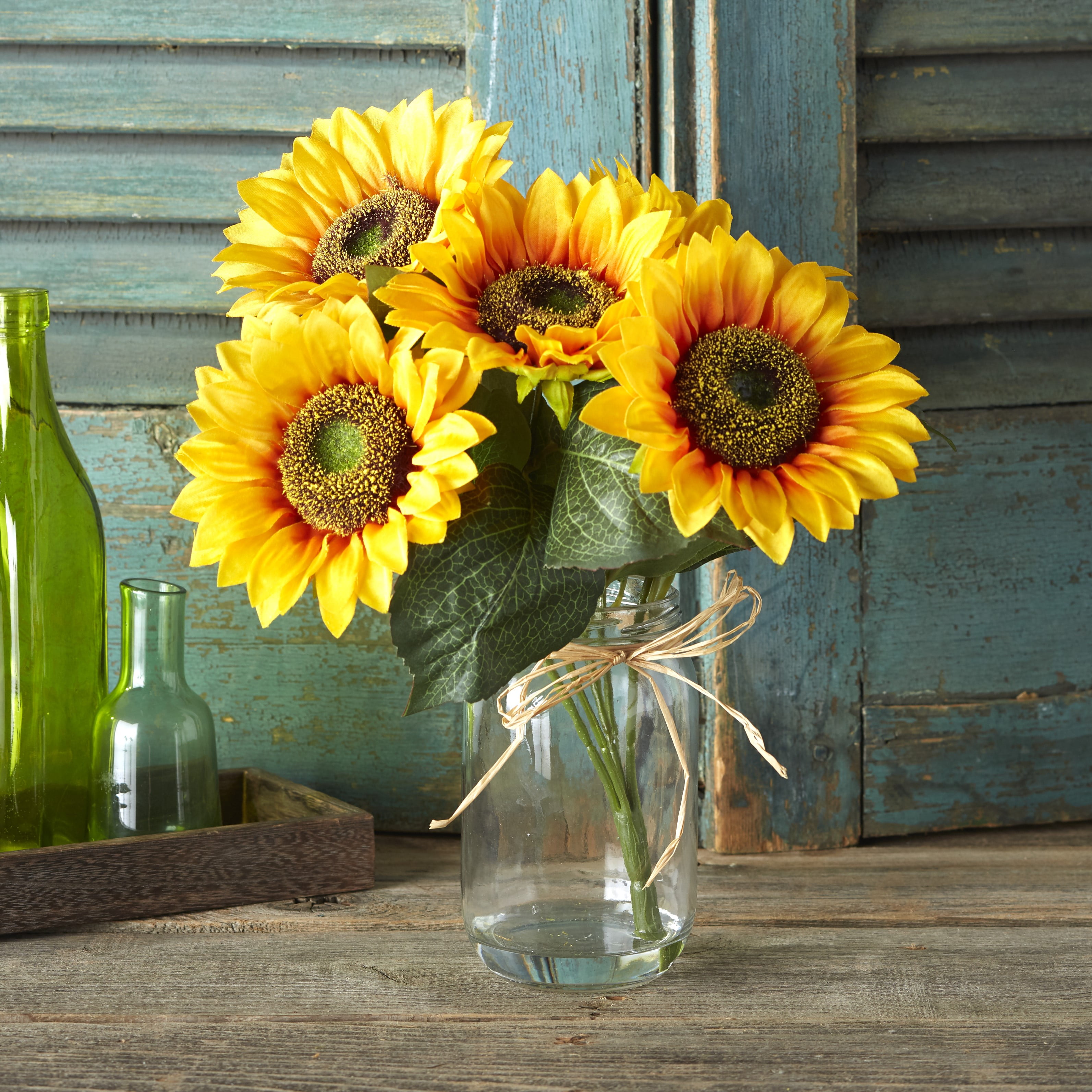 Faux Country Sunflower Arrangement With Vase - Indoor Floral Accent -  Walmart.Com