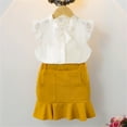 thumbnail image 2 of Coerni Baby Girl Casual Outfit Girls Summer Set Ruffled Sleeve Lace Tops Solid Skirt Outfits Set Teen Girl Outfits for Juniors, 2 of 8