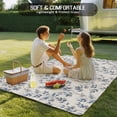 thumbnail image 4 of Navy Blue Leaves Outdoor Rug for Patio/Deck/Porch, Non-Slip Large Area Rug 3 x 5 Ft, Vintage Summer Botanical Farmhouse Rustic Indoor Outdoor Rugs Washable Area Rugs, Camping Rug Carpet Runner, 4 of 8